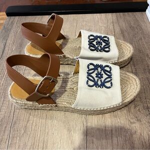 LOEWE Anagram Cotton Ankle-Strap Espadrilles sandals